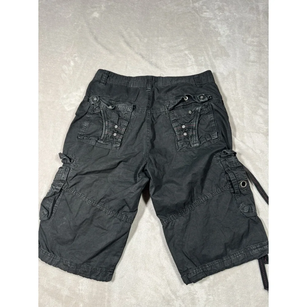Twice Y2K Cargo Shorts Men's 34 Black Multi-Pocket Baggy Grunge 90s Twoce